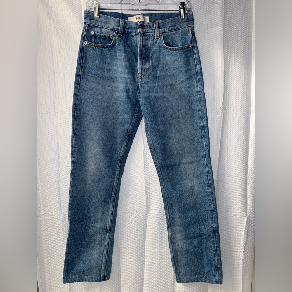 Séfr Straight Cut Jeans 100% Cotton Made In Italy Worn Wash Size 28